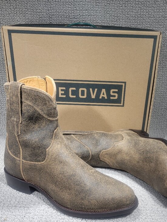 Tecovas The Dean Men\'s US Size 8.5 EE Granite Suede Western Zip Boots